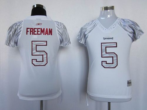 Buccaneers #5 Josh Freeman White Women's Zebra Field Flirt Stitched NFL Jersey - Click Image to Close